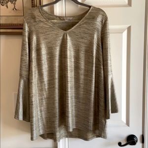 2X Lt.Gold Blouse w/Bell Sleeve by Valerie Stevens